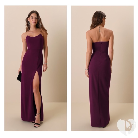 Lulus Dresses & Skirts - Lulus Sensational Beauty Plum Purple Strapless Maxi Dress Stretchy Crepe Sz M